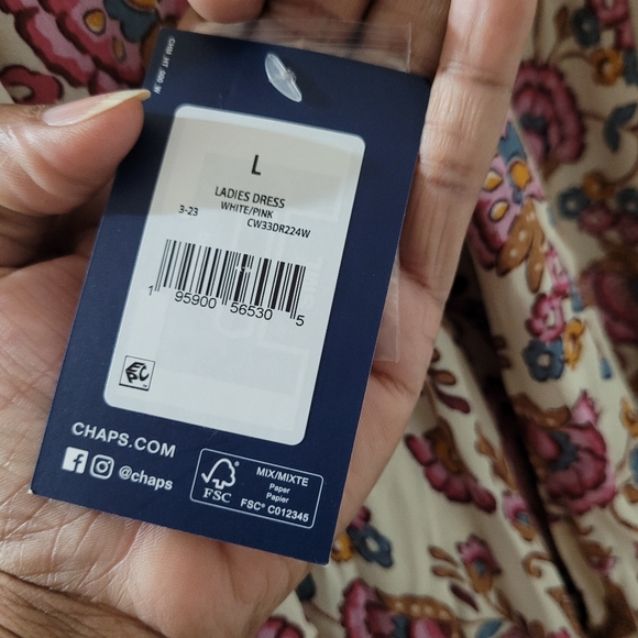 NWT Chaps Short Flowy Tunic Dress  Long sleeves with polkadots accents - Picture 10 of 10